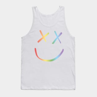 Rainbow Smiley Louis Tomlinson black background Tank Top